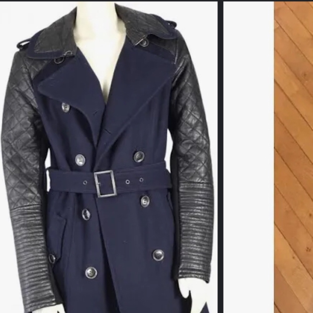 BCBGMaxAzria Navy and Black Pea Coat